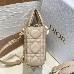 Replica Dior Small Lady D-Joy Dior Bag Cannage Apricot