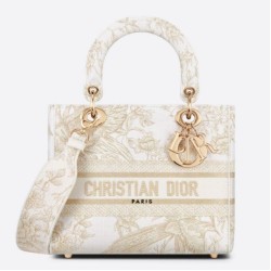 Replica Dior Medium Lady D-Lite Bag Jardin d'Hiver Embroidery Gold