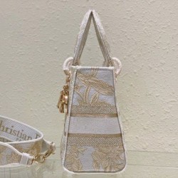 Replica Dior Medium Lady D-Lite Bag Jardin d'Hiver Embroidery Gold