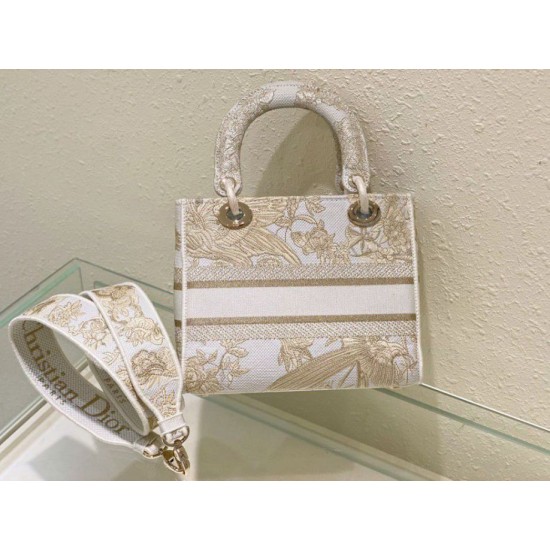 Replica Dior Medium Lady D-Lite Bag Jardin d'Hiver Embroidery Gold Replica Dior Medium Lady D-Lite Bag Jardin d'Hiver Embroidery Gold