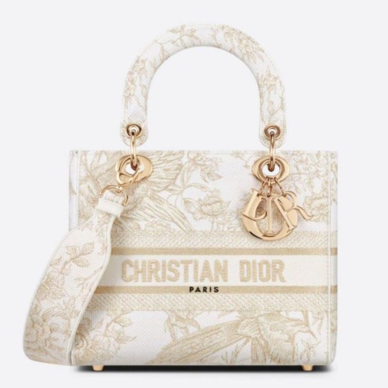 Replica Dior Medium Lady D-Lite Bag Jardin d'Hiver Embroidery Gold Replica Dior Medium Lady D-Lite Bag Jardin d'Hiver Embroidery Gold