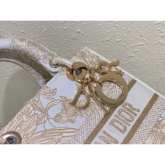 Replica Dior Medium Lady D-Lite Bag Jardin d'Hiver Embroidery Gold Replica Dior Medium Lady D-Lite Bag Jardin d'Hiver Embroidery Gold