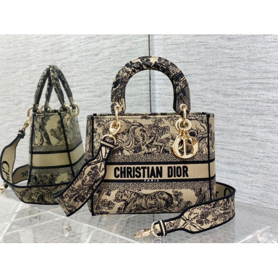 Replica Dior Medium Lady D-Lite Bag Toile de Jouy Embroidery Brown Replica Dior Medium Lady D-Lite Bag Toile de Jouy Embroidery Brown