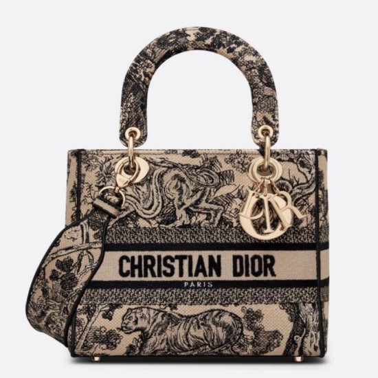 Replica Dior Medium Lady D-Lite Bag Toile de Jouy Embroidery Brown Replica Dior Medium Lady D-Lite Bag Toile de Jouy Embroidery Brown