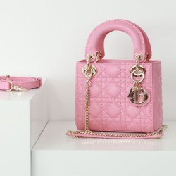 Replica Dior Mini Lady Dior Bag Cannage Pink
