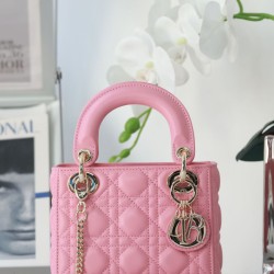 Replica Dior Mini Lady Dior Bag Cannage Pink