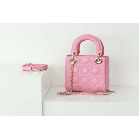Replica Dior Mini Lady Dior Bag Cannage Pink