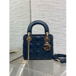 Replica Dior Lady Dior Mini Bag with Chain Cannage Navy Blue Replica Dior Lady Dior Mini Bag with Chain Cannage Navy Blue
