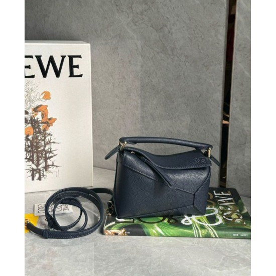 Replica Loewe Puzzle Mini Bag Navy Blue Grained Calfskin Replica Loewe Puzzle Mini Bag Navy Blue Grained Calfskin