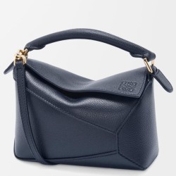 Replica Loewe Puzzle Mini Bag Navy Blue Grained Calfskin