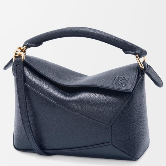 Replica Loewe Puzzle Mini Bag Navy Blue Grained Calfskin Replica Loewe Puzzle Mini Bag Navy Blue Grained Calfskin