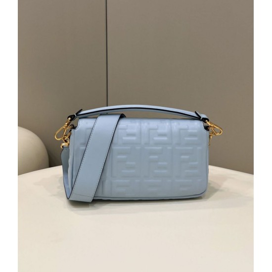 Replica Fendi Medium Baguette Bag FF Nappa Blue Replica Fendi Medium Baguette Bag FF Nappa Blue