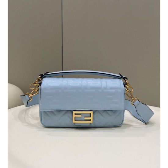 Replica Fendi Medium Baguette Bag FF Nappa Blue Replica Fendi Medium Baguette Bag FF Nappa Blue