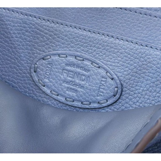 Replica Fendi Peekaboo ISeeU Small Selleria bag with 556 hand-sewn topstitches Blue Replica Fendi Peekaboo ISeeU Small Selleria bag with 556 hand-sewn topstitches Blue