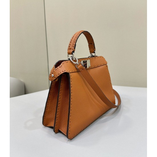Replica Fendi Peekaboo ISeeU Small Selleria bag with 556 hand-sewn topstitches Brown Replica Fendi Peekaboo ISeeU Small Selleria bag with 556 hand-sewn topstitches Brown