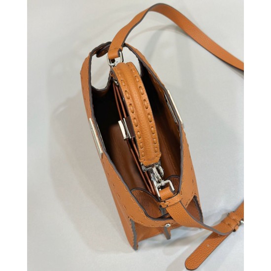 Replica Fendi Peekaboo ISeeU Small Selleria bag with 556 hand-sewn topstitches Brown Replica Fendi Peekaboo ISeeU Small Selleria bag with 556 hand-sewn topstitches Brown