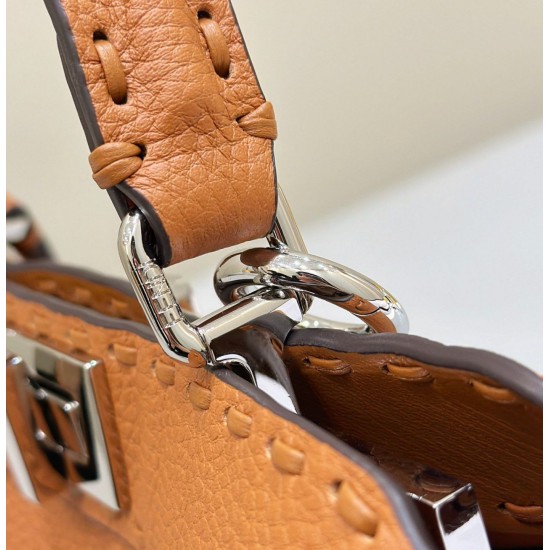 Replica Fendi Peekaboo ISeeU Small Selleria bag with 556 hand-sewn topstitches Brown Replica Fendi Peekaboo ISeeU Small Selleria bag with 556 hand-sewn topstitches Brown