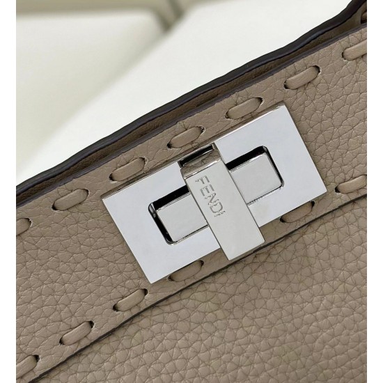 Replica Fendi Peekaboo ISeeU Small Selleria bag with 556 hand-sewn topstitches Gray Replica Fendi Peekaboo ISeeU Small Selleria bag with 556 hand-sewn topstitches Gray