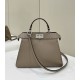 Replica Fendi Peekaboo ISeeU Small Selleria bag with 556 hand-sewn topstitches Gray Replica Fendi Peekaboo ISeeU Small Selleria bag with 556 hand-sewn topstitches Gray