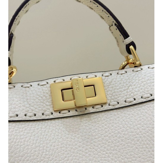 Replica Fendi Peekaboo ISeeU Small Selleria bag with 556 hand-sewn topstitches Beige Replica Fendi Peekaboo ISeeU Small Selleria bag with 556 hand-sewn topstitches Beige