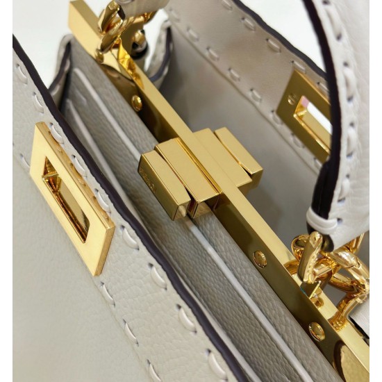 Replica Fendi Peekaboo ISeeU Small Selleria bag with 556 hand-sewn topstitches Beige Replica Fendi Peekaboo ISeeU Small Selleria bag with 556 hand-sewn topstitches Beige