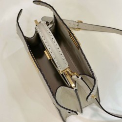 Replica Fendi Peekaboo ISeeU Small Selleria bag with 556 hand-sewn topstitches Beige