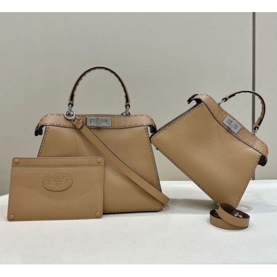 Replica Fendi Peekaboo ISeeU Small Selleria bag with 556 hand-sewn topstitches Brown Replica Fendi Peekaboo ISeeU Small Selleria bag with 556 hand-sewn topstitches Brown