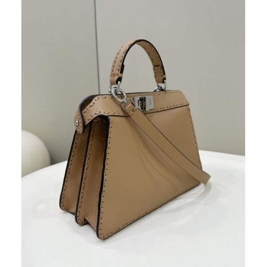 Replica Fendi Peekaboo ISeeU Small Selleria bag with 556 hand-sewn topstitches Brown Replica Fendi Peekaboo ISeeU Small Selleria bag with 556 hand-sewn topstitches Brown