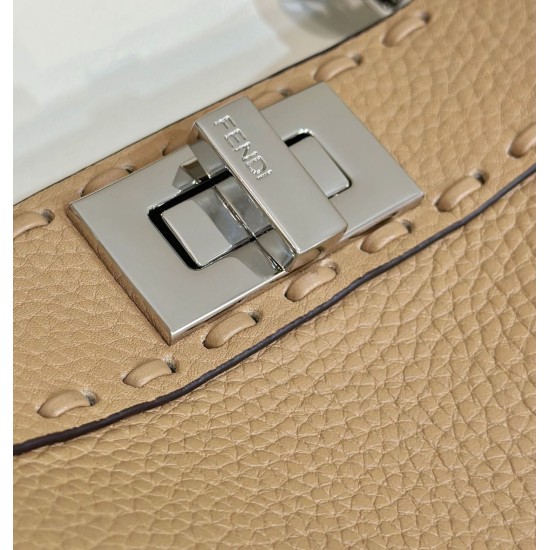 Replica Fendi Peekaboo ISeeU Small Selleria bag with 556 hand-sewn topstitches Brown Replica Fendi Peekaboo ISeeU Small Selleria bag with 556 hand-sewn topstitches Brown