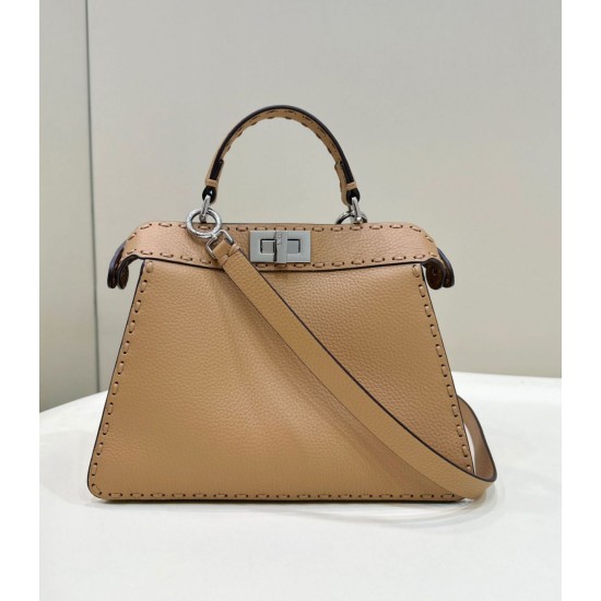 Replica Fendi Peekaboo ISeeU Small Selleria bag with 556 hand-sewn topstitches Brown Replica Fendi Peekaboo ISeeU Small Selleria bag with 556 hand-sewn topstitches Brown