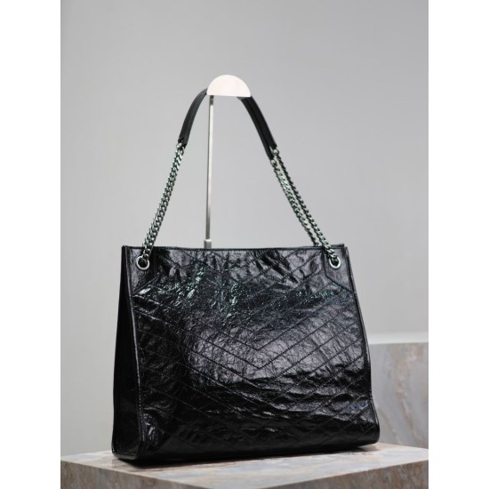 Replica YSL Saint Laurent Niki Large Shopping Crinkled Vintage Bag Black