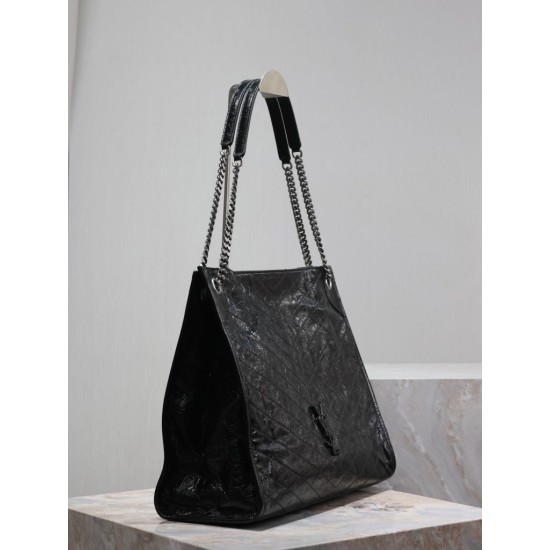 Replica YSL Saint Laurent Niki Large Shopping Crinkled Vintage Bag Black
