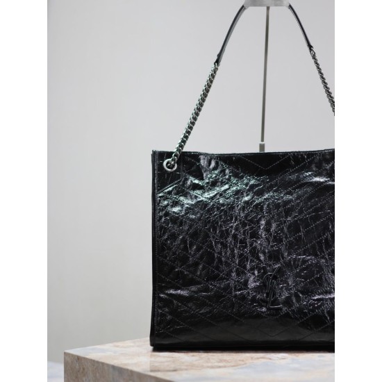 Replica YSL Saint Laurent Niki Large Shopping Crinkled Vintage Bag Black