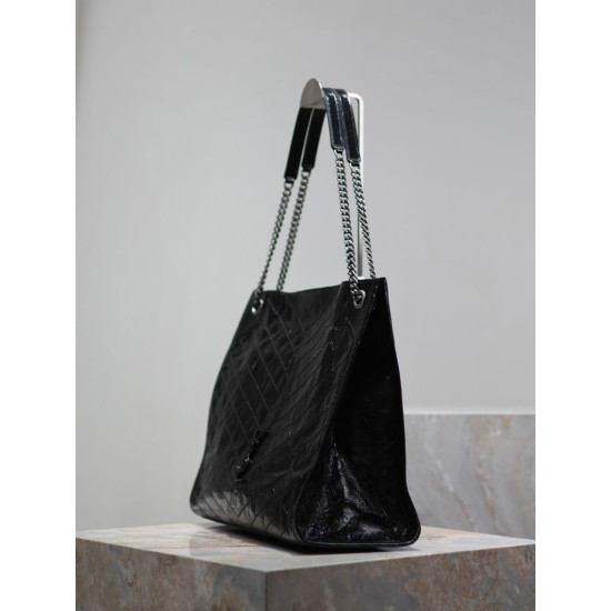 Replica YSL Saint Laurent Niki Large Shopping Crinkled Vintage Bag Black