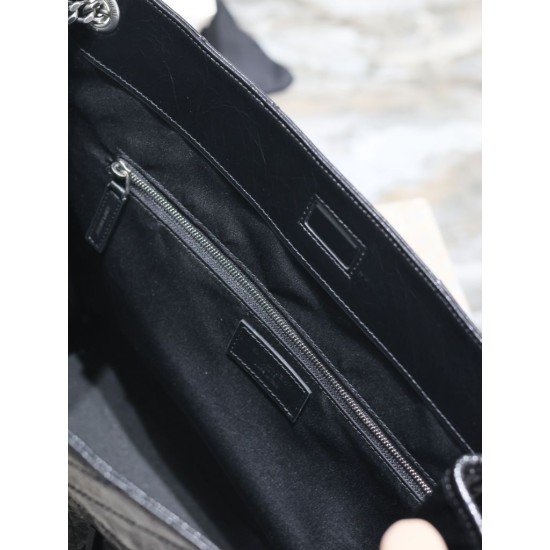 Replica YSL Saint Laurent Niki Large Shopping Crinkled Vintage Bag Black