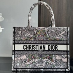 Replica Dior Medium Dior Book Tote Bag Embroidery with Multicolor Dior Around the World Motif