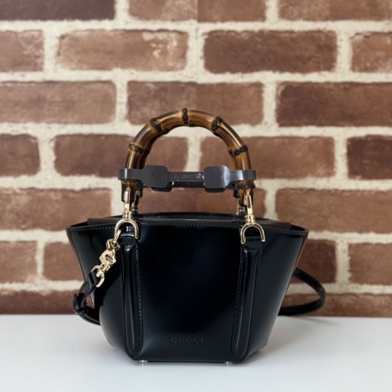 Replica Gucci Mini bamboo top handle tote bag 805832 Black