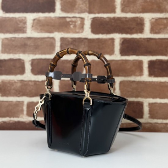 Replica Gucci Mini bamboo top handle tote bag 805832 Black