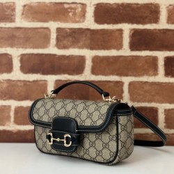Replica Gucci 815206 Horsebit 1955 Soft small top handle bag Black