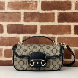 Replica Gucci 815206 Horsebit 1955 Soft small top handle bag Black