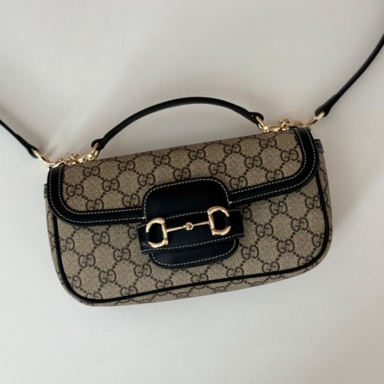 Replica Gucci 815206 Horsebit 1955 Soft small top handle bag Black