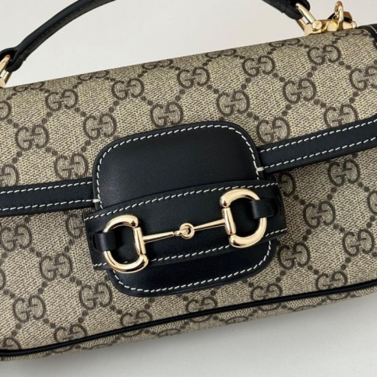 Replica Gucci 815206 Horsebit 1955 Soft small top handle bag Black