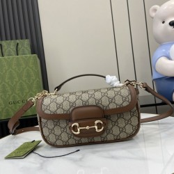 Replica Gucci 815206 Horsebit 1955 Soft small top handle bag Brown