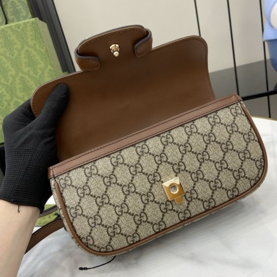 Replica Gucci 815206 Horsebit 1955 Soft small top handle bag Brown