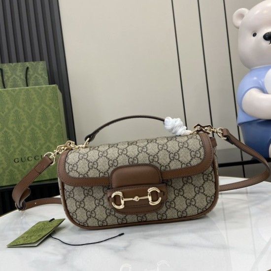 Replica Gucci 815206 Horsebit 1955 Soft small top handle bag Brown