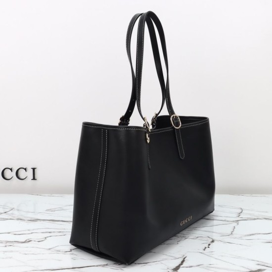 Replica Gucci GG Emblem Medium Tote Bag 815213 Black