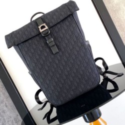 Replica Dior 8 Roll Top Backpack Dior Oblique Jacquard Black