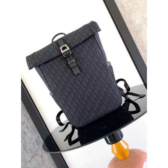 Replica Dior 8 Roll Top Backpack Dior Oblique Jacquard Black Replica Dior 8 Roll Top Backpack Dior Oblique Jacquard Black