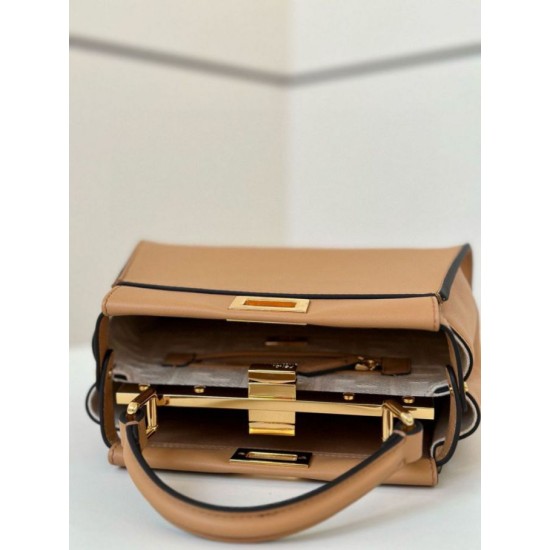 Replica Fendi Mini Iconic Peekaboo Bag Light Brown