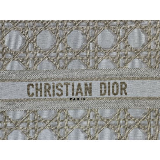 Replica Dior Medium/Large Book Tote Bag Oversized rattan embroidery White/Gold Replica Dior Medium/Large Book Tote Bag Oversized rattan embroidery White/Gold